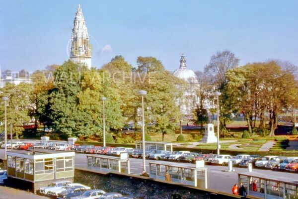 Cardiff City Hall & Friary Gardens – A Nostalgic 1960s Scene Free Post in the UK