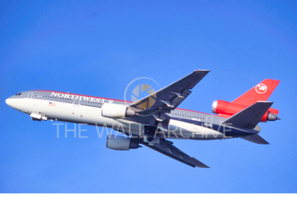 Northwest Airlines McDonnell Douglas DC-10-40, Registration N144JC, Taken at Gatwick Airport in November 1995 -- 8" x 6" Mount - featuring a 6" x 4" Photo Ready for Framing - Free Post In The UK - Free Post In The UK