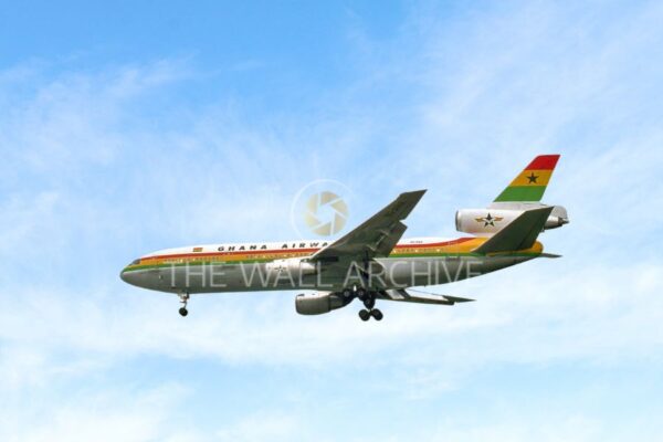 McDonnell Douglas DC-10-30, Operated by Ghana Airways, Registration 9G-ANA, seen at Heathrow Airport in October 1988 -- 8″ x 6″ Mount – featuring a 6″ x 4″ Photo Ready for Framing – Free Post In The UK