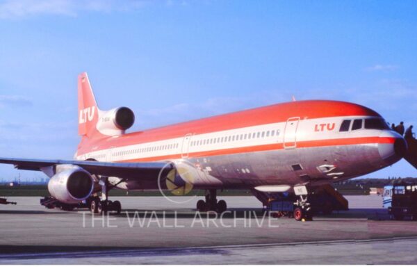 LTU Lockheed L-1011 TriStar parked at Düsseldorf Airport (DUS) in Germany — 8″ x 6″ Mount – featuring a 6″ x 4″ Photo Ready for Framing – Free Post In The UK