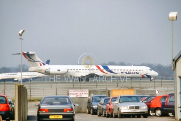 Gatwick Airport in March 1996, features an Air Liberté McDonnell Douglas MD-83 -- 8″ x 6″ Mount – featuring a 6″ x 4″ Photo Ready for Framing