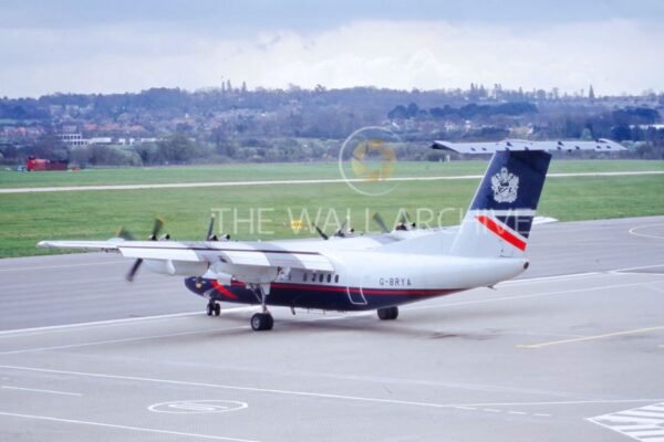 Southampton Airport in April 1996, features a British Airways Express De Havilland Canada Dash 7 -- 8″ x 6″ Mount – featuring a 6″ x 4″ Photo Ready for Framing