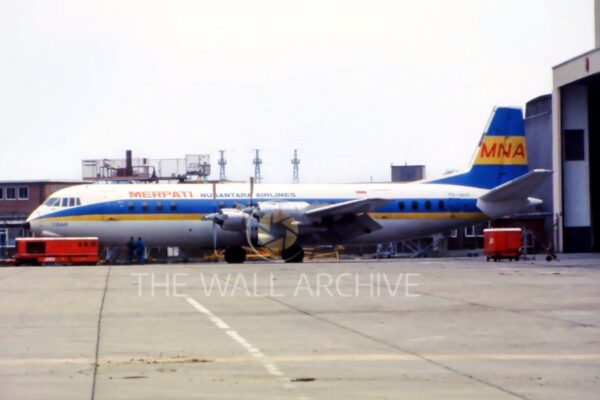 Heathrow Airport in 1978, features a Merpati Nusantara Airlines Vickers Viscount 800 -- 8″ x 6″ Mount – featuring a 6″ x 4″ Photo Ready for Framing