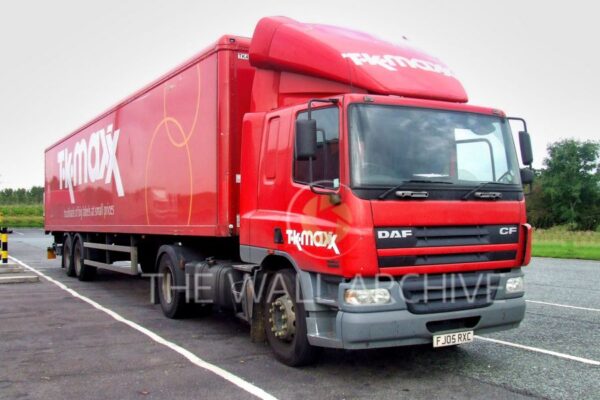 TK Maxx Lorry a DAF CF truck, Photograph Taken at Hopwood Services on the M42 in 2005 - - 8" x 6" Mount - featuring a 6" x 4" Photo Ready for Framing - Free Post In the UK