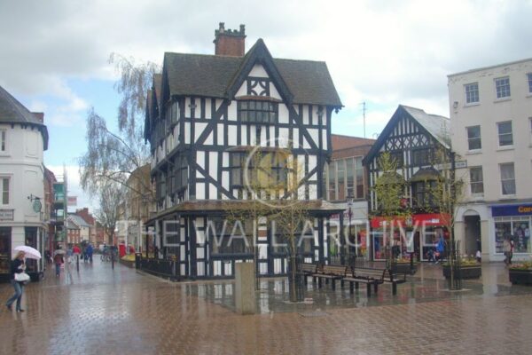Black and White House Museum, Hereford City Centre on a Rainy Day  Photograph From 2008 -- Features a- 8" x 6" Mount - featuring a 6" x 4" Photo Ready for Framing Free Post In the UK