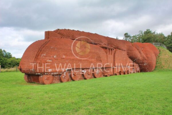 The Brick Train Sculpture – Darlington, County Durham (Pre-Fencing Era) -- 8" x 6" Mount - featuring a 6" x 4" Photo Ready for Framing - Free Post In The UK