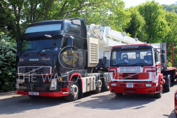 Showman’s Trucks Parked Overnight in Abergavenny Wales - Mounted 8" x 6" print (featuring a 6" x 4" photo), ready for framing