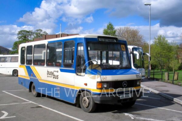 Busy Bus NXI 6847 – Serving the 03 Route to Brynmawr (2004) Mounted 8" x 6" print (featuring a 6" x 4" photo), Ready for Framing