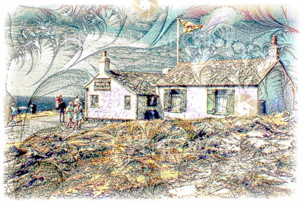 First and Last House at Land’s End, Cornwall digital art interpretation - 8" x 6" Mount - featuring a 6" x 4" Photo Ready for Framing
