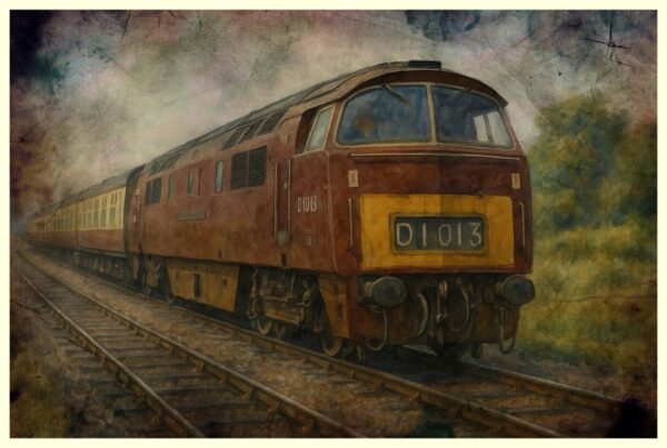 British Rail Western Ranger (D1013) framed print in solid oak – exclusive railway artwork
