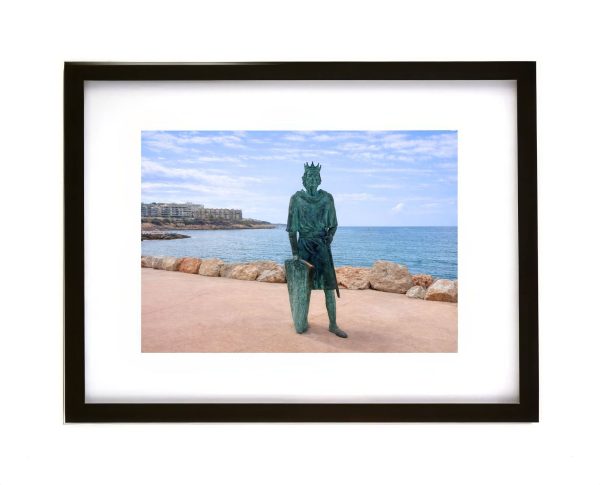 King James I of Aragon monument Salou Spain coastal sculpture overlooking Mediterranean Sea photograph
