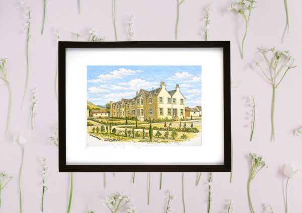Fishers Hotel Pitlochry Perth and Kinross historical illustration framed art print