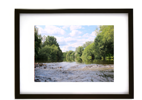 View of the River Usk from Crickhowell Bridge towards Abergavenny in early summer
