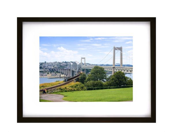 Royal Albert Bridge crossing the River Tamar between Saltash Cornwall and Plymouth Devon