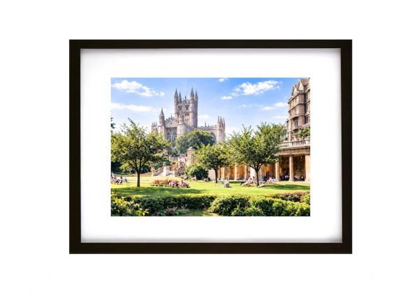 Summer view of Bath Abbey from gardens in the 1970s