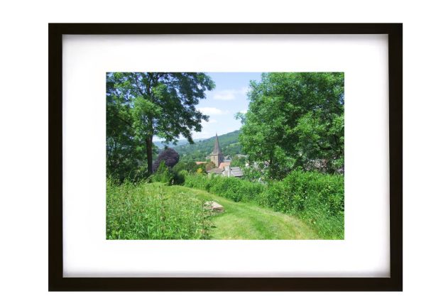 View from The Tump in Crickhowell Recreation Ground overlooking Crickhowell Castle and Usk Valley Powys Wales