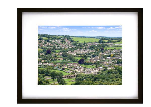 Elevated view of Crickhowell Powys from Brecon and Monmouthshire Canal near Llangattock Wales