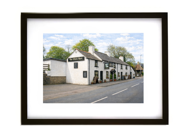The White Hart Crickhowell Wales historic pub framed art print